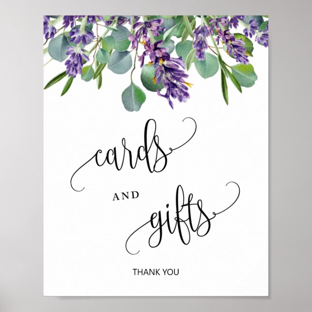 Affiche Panneau Mariage Cartes et Cadeaux Eucalyptus Laven (Devant)