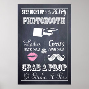 Affiche Panneau Mariage Chalkboard Fancy Photobooth 20" x