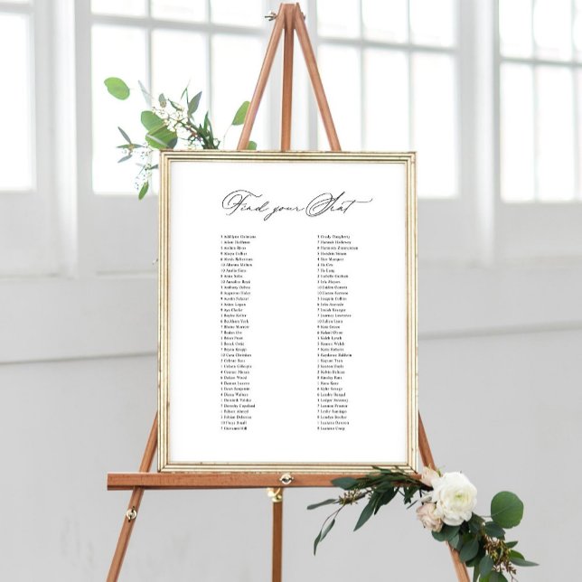 Affiche Panneau Mariage classique Trouvez votre siège Cart (Créateur téléchargé)
