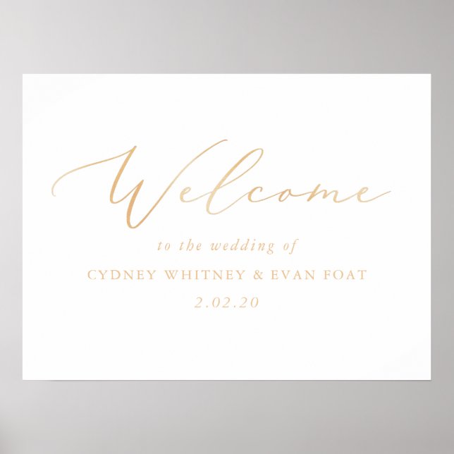 Affiche Panneau Mariage de bienvenue du script or (Devant)