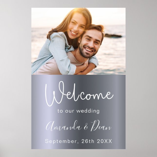 Affiche Panneau mariage de bienvenue en argent (Devant)