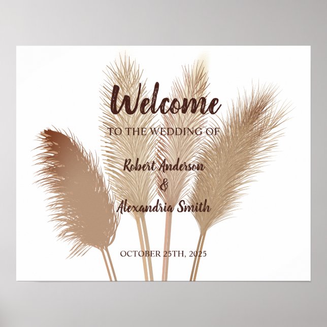 Affiche Panneau Mariage de bienvenue Pampas Grass (Devant)