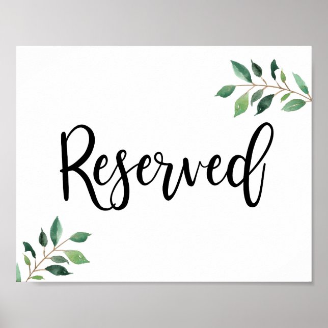 Affiche Panneau Mariage de calligraphie verte réservée (Devant)