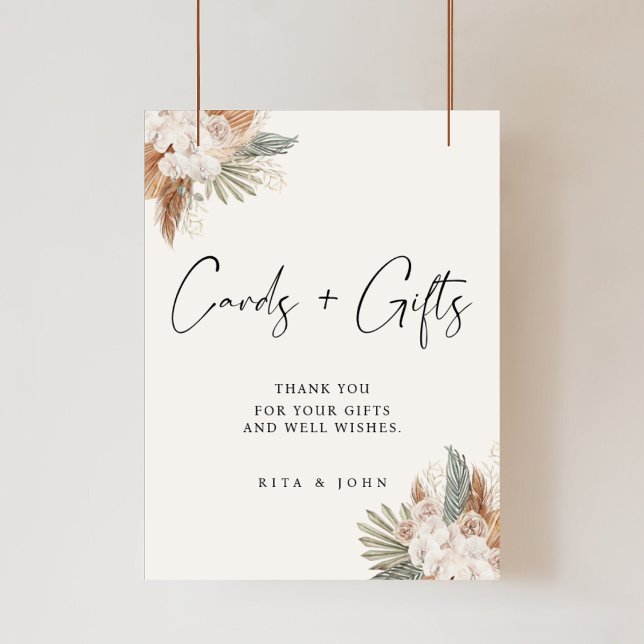 Affiche Panneau Mariage de cartes et cadeaux floraux Boho  (Créateur téléchargé)