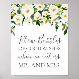 Affiche Panneau Mariage de fleurs blanches bulles de bons