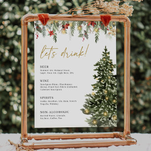 Affiche Panneau Mariage de la barre de boisson Christmas L