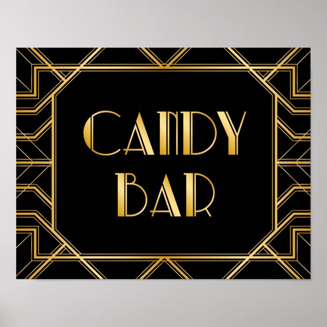 Affiche Panneau Mariage de la barre de bonbons | Gatsby Ar (Devant)