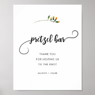 Affiche Panneau mariage de la barre de bretzel Fleur sauva