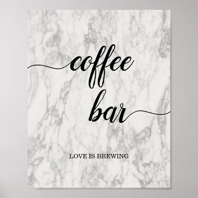 Affiche Panneau Mariage de la barre de café en marbre (Devant)