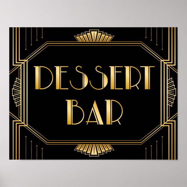 Affiche Panneau Mariage de la barre de dessert | Gatsby Ar (Devant)