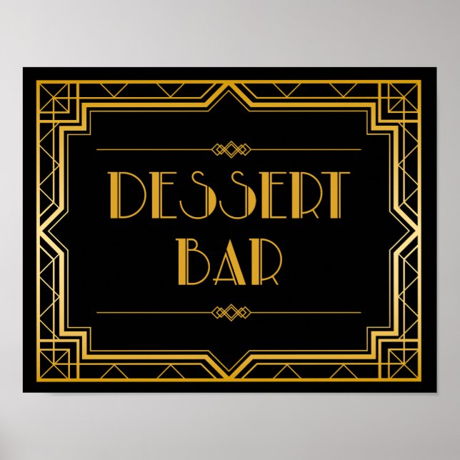 Affiche Panneau Mariage de la barre de dessert | Gatsby Ar (Devant)