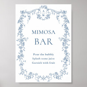 Affiche Panneau Mariage de la barre de Mimosa Bleu Dusty