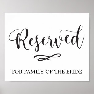 Affiche Panneau Mariage de siège réservé Calligraphie simp
