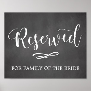 Affiche Panneau Mariage de siège réservé Calligraphie simp