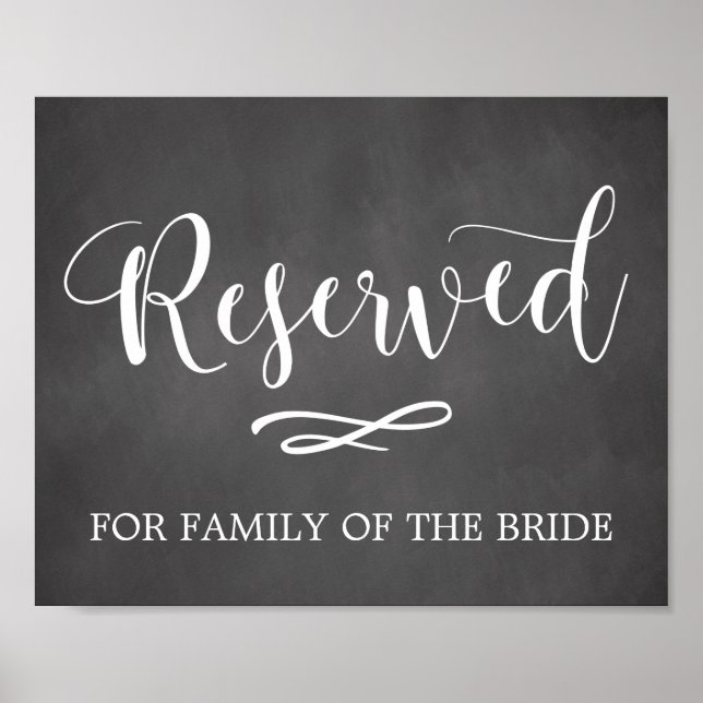 Affiche Panneau Mariage de siège réservé Calligraphie simp (Devant)