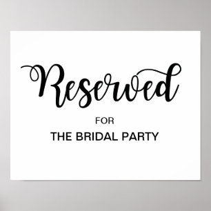 Affiche Panneau Mariage de table réservée Calligraphie m