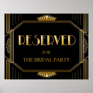 Affiche Panneau Mariage de table réservée   Gatsby Art Déc