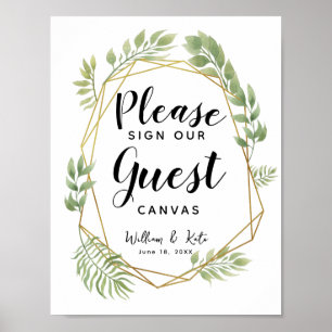 Affiche Panneau mariage de toile de la feuille de verdure