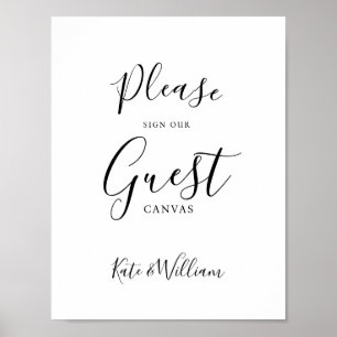 Affiche Panneau mariage de toile d'invité moderne