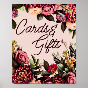 Affiche Panneau Mariage des cartes et cadeaux floraux