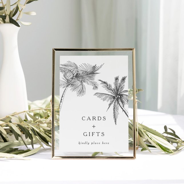 Affiche Panneau Mariage des petites cartes tropicales mode (An elegant and fully customizable cards and gifts sign!)