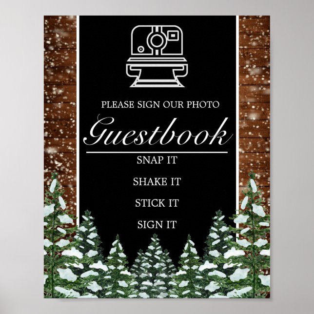 Affiche Panneau Mariage du livre photo Black Snowy Wood &  (Devant)