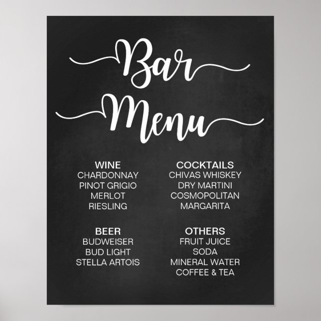 Affiche Panneau Mariage du menu barre | Calligraphie moder (Devant)
