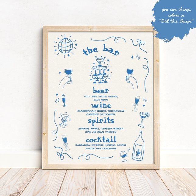 Affiche Panneau Mariage du menu de la barre lunaire dessin (Créateur téléchargé)