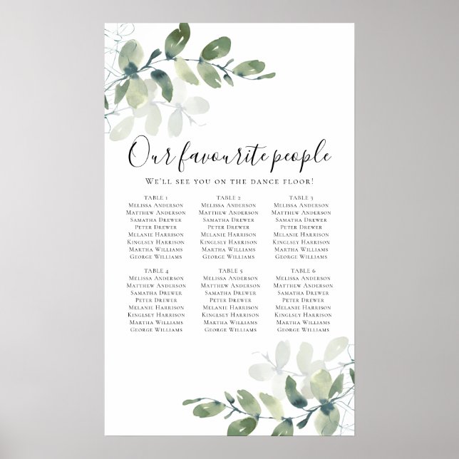 Affiche Panneau Mariage du plan de siège Eucalyptus Mariag (Devant)