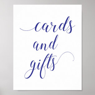 Affiche Panneau Mariage Elegant Marine Cartes Bleues et Ca