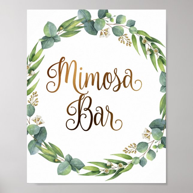 Affiche Panneau mariage Eucalyptus pour barre de mimosa (Devant)