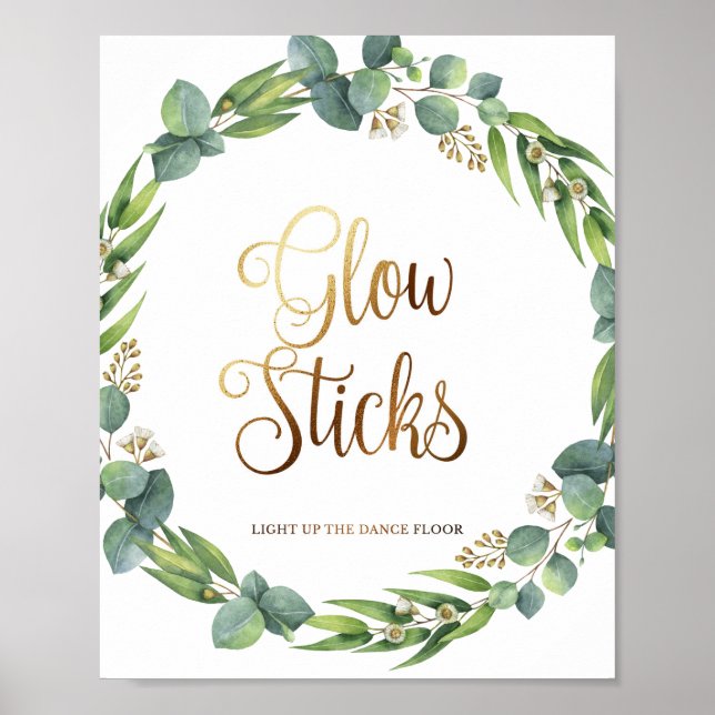 Affiche Panneau mariage Eucalyptus pour bâtons brillants (Devant)