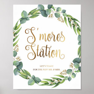 Affiche Panneau mariage Eucalyptus pour la station s'mores