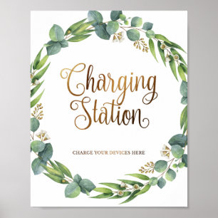Affiche Panneau mariage Eucalyptus pour station de recharg