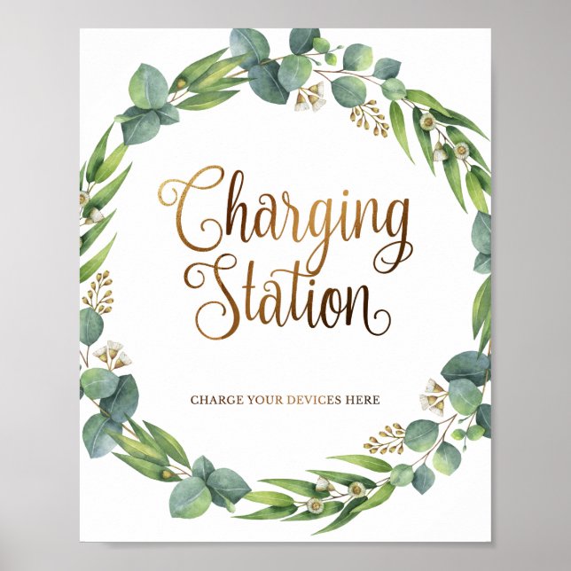 Affiche Panneau mariage Eucalyptus pour station de recharg (Devant)