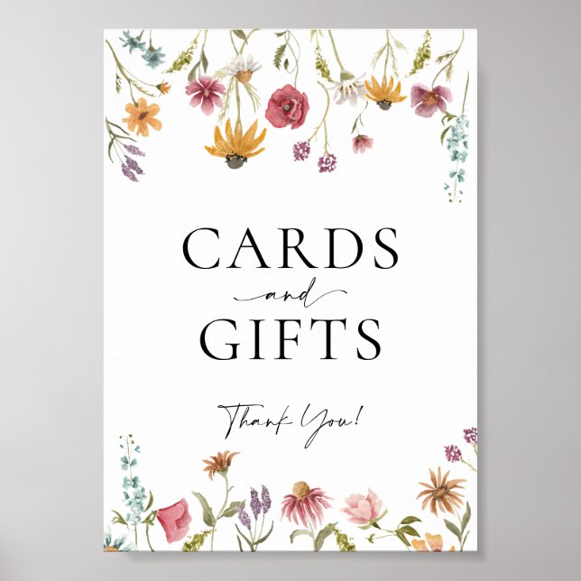 Affiche Panneau Mariage fleur sauvage Cartes et Cadeaux (Devant)