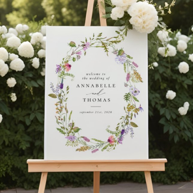 Affiche Panneau Mariage fleur sauvage Jardin de verdure ve (Créateur téléchargé)