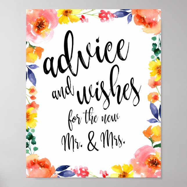 Affiche Panneau Mariage Floral 8x10 (Devant)