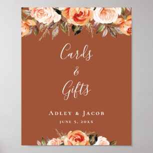 Affiche Panneau Mariage Floral Boho en terre cuite personn