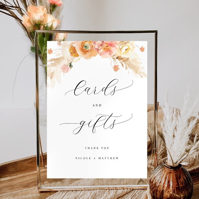Affiche Panneau Mariage floral Elegant Cartes et Cadeaux P (Créateur téléchargé)