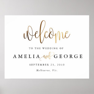 Affiche Panneau mariage Gold Black Welcome