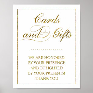 Affiche Panneau Mariage Gold Foil Cartes & Cadeaux