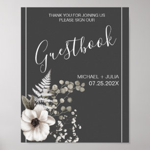 Affiche Panneau Mariage gris foncé et blanc