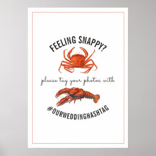 Affiche Panneau mariage Hashtag Feappy Crab & Lobster