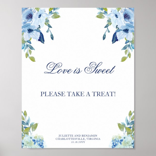 Affiche Panneau Mariage Juliette Dusty Blue Dessert Bar (Devant)