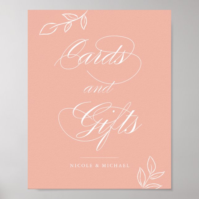 Affiche Panneau Mariage Melon Pink Cartes et cadeaux (Devant)
