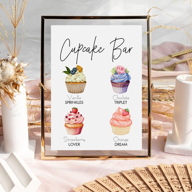 Affiche Panneau Mariage minimaliste du menu Cupcake Desser (Créateur téléchargé)