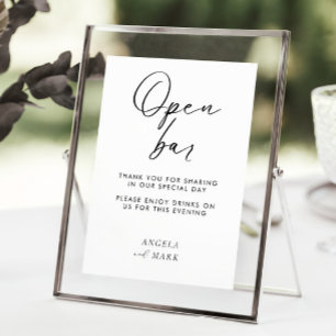 Affiche Panneau Mariage minimaliste Funny Open Bar