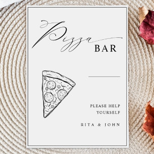 Affiche Panneau Mariage minimaliste moderne à pizza Bar