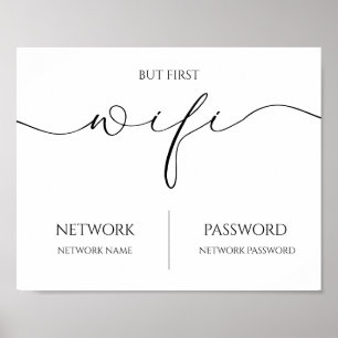 Affiche Panneau Mariage minimaliste moderne WiFi Mot de pa